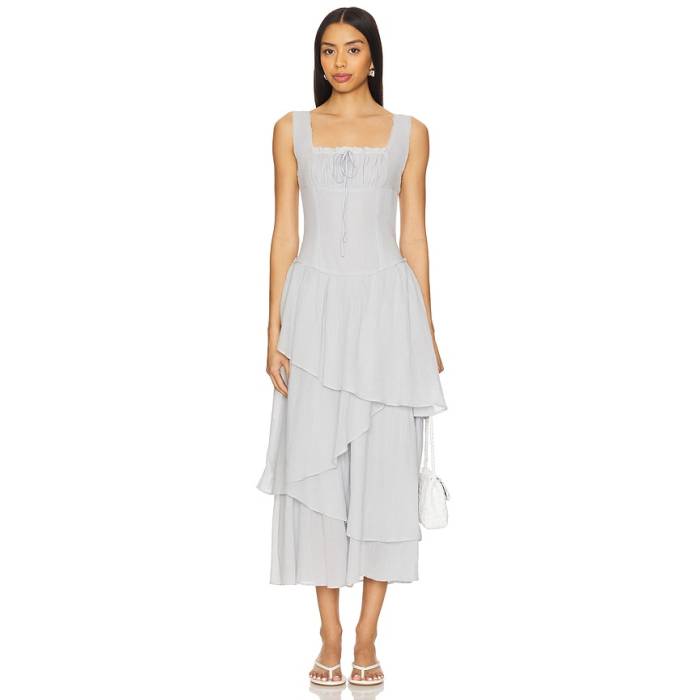 フリーピープル Free People 【 X Free-Est In My Dreams Midi Dress Women Pearl Blue 】 お召しもの レディース パール 青み 青色