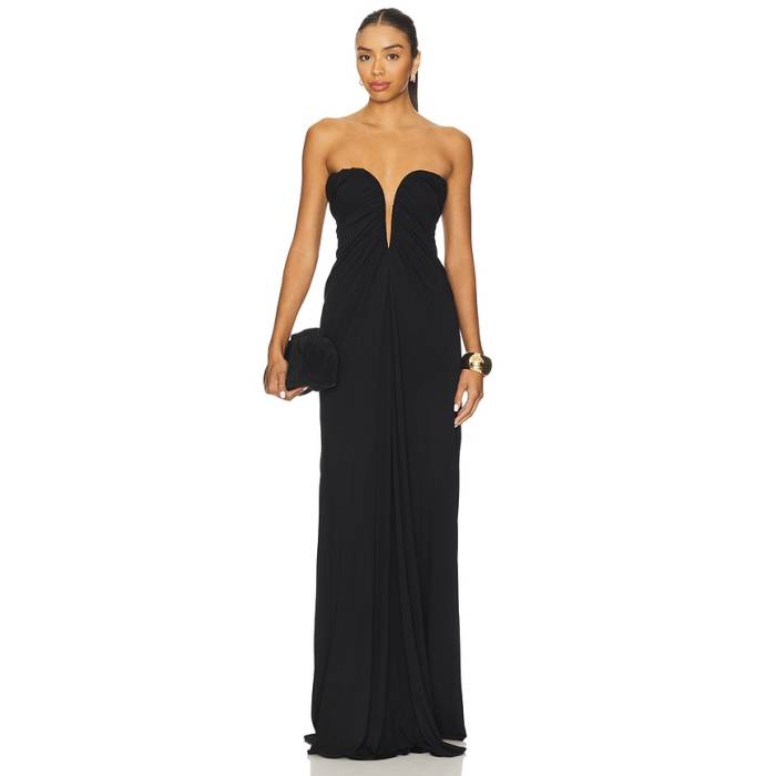 Atlein 【 Bustier Ruched Gown Women Black 】 レディース 黒いこと 黒いこと