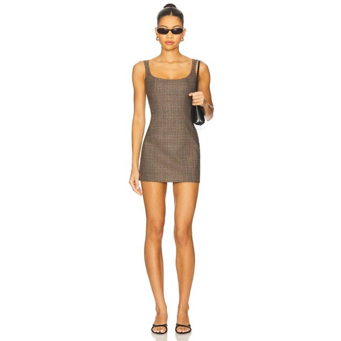 Ceren Ocak 【 Mini Dress Women Brown Tartan 】 お召しもの レディース 赤銅色 赤銅色