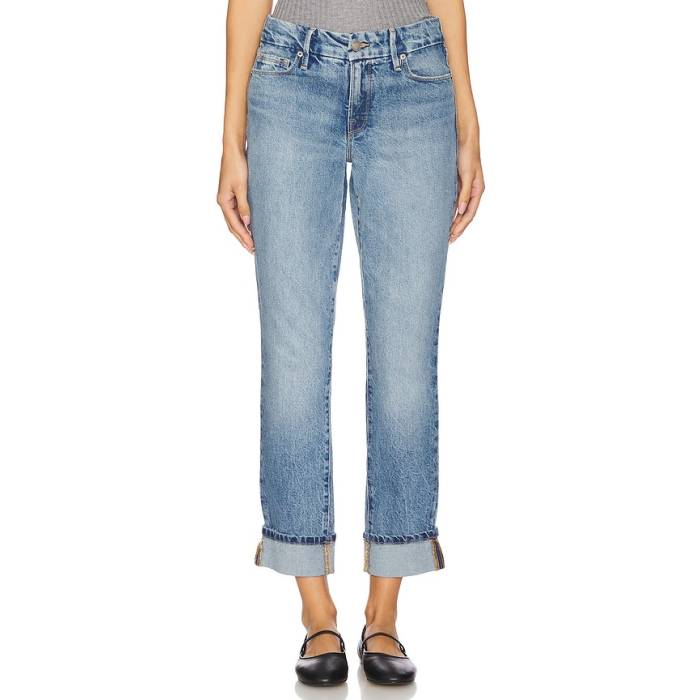 好ましいアメリカン Good American 【 Mid Rise Good Classic Cuffed Jeans Women Indigo754 】 ミッド ライズ 古典派音楽 デニム レディース