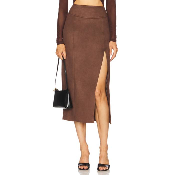 バルドット Bardot 【 Dante Faux Suede Midi Skirt Women Chocolate 】 スエード・スウェード レディース|スニケス