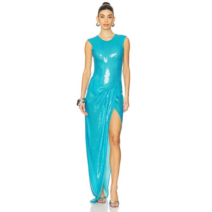 Alex Perry 【 Sleeveless Sequined Gown Women Blue 】 Sleeveless ノン捩り レディース 青み 青色