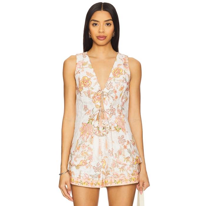Hemant And Nandita 【 Waist Coat Women White Floral 】 レディース 白いこと 白いこと