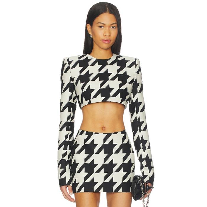 Laquan Smith 【 Cropped Shoulder Pad Top Women Black \u0026Amp; White 】 レディース 黒いこと 黒いこと 白いこと 白いこと