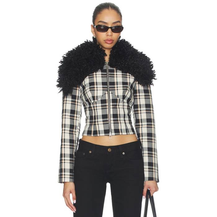 Lado Bokuchava 【 Moriyama Jacket Women Checked Black 】 Jacket 上衣 レディース 黒いこと 黒いこと