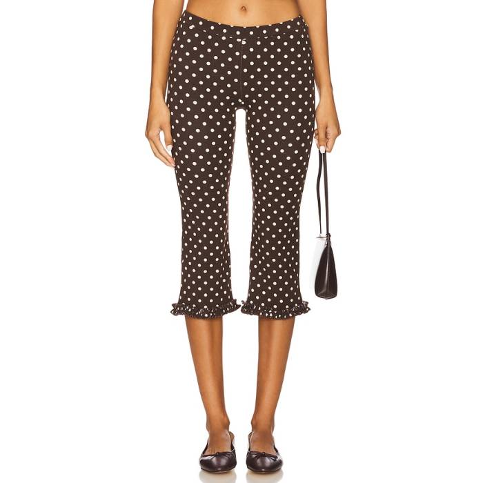 Rat Boi 【 Ruffle Capri Pants Women Brown Polka Dot 】 レディース 赤銅色 赤銅色