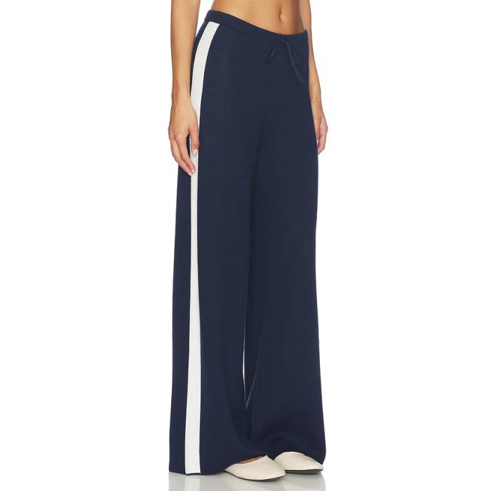 525 America 【 Merritt Drawstring Striped Wide Leg Pant Women Dark Blue Combo 】 ズボン下 レディース 青味 青み