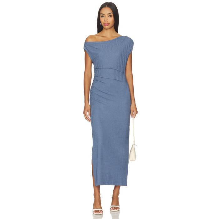 ミンクのコートサクラ色 Minkpink 【 Freya Dress Women Steel Blue 】 お召しもの レディース Steel スチール写真 青味 青色
