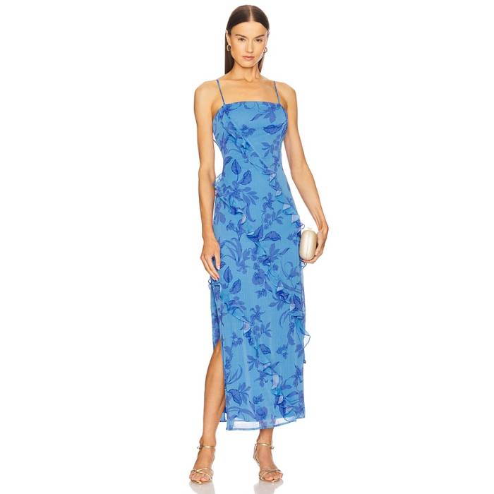ミンクピンク Minkpink 【 Jeanne Ruffle Maxi Dress Women Blue Floral 】 ドレス レディース 青色 ブルー|スニケス