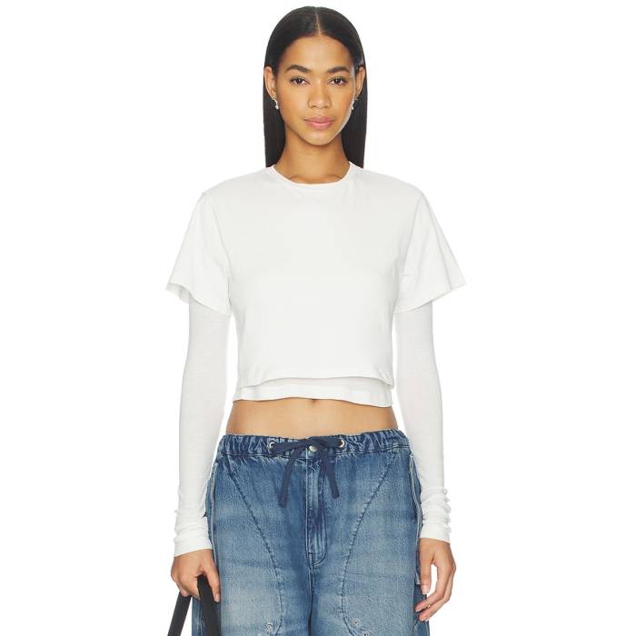 Agolde 【 Romily Tee Shirt Women White Ash 】 ティーシャツ レディース 白いこと 白いこと トップス-タンクトップ-レディースファッション