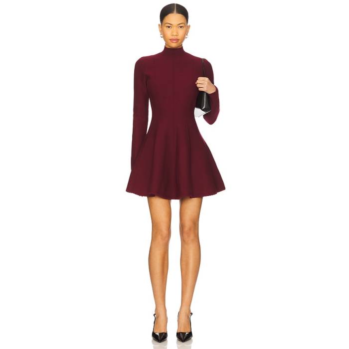 フルールドゥマル Fleur Du Mal 【 Long Sleeve Flared Corset Dress Women Claret 】 Sleeve 捩り お召しもの レディース