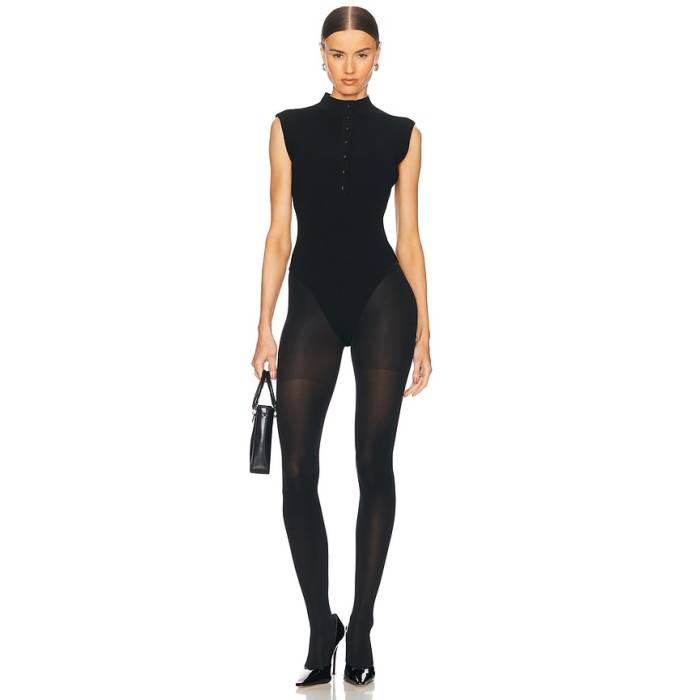 Helsa 【 Cassidy Knit Bodysuit Women Black 】 編み物 上半身背広 レディース 黒いこと 黒いこと