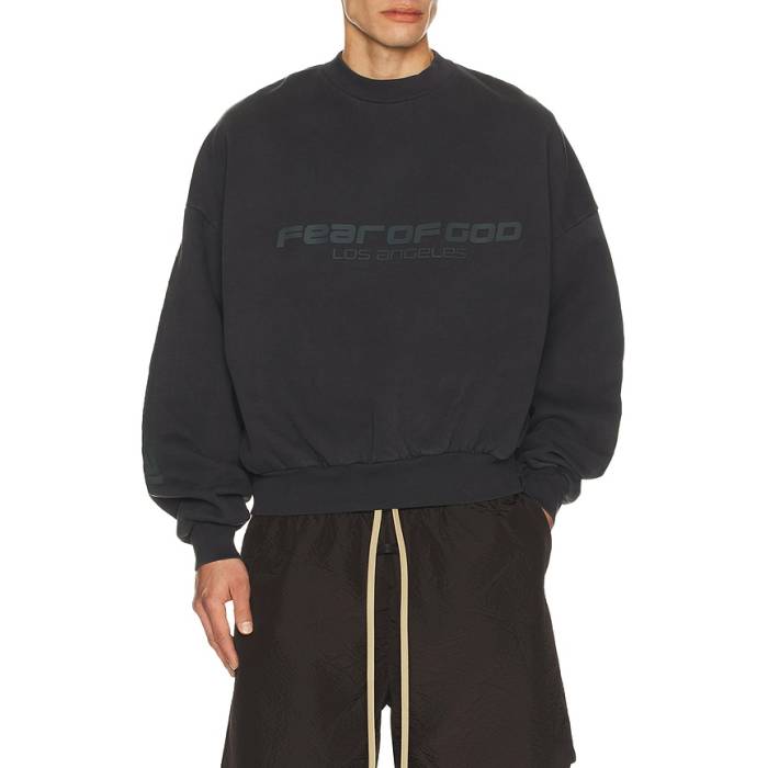 Fear Of God Essentials 【 Cropped Relaxed Sweatshirt Men Vintage Black 】 汗水 調教師 メンズ vintage ビンテージ・ヴィンテージ 黒いこと 黒いこと
