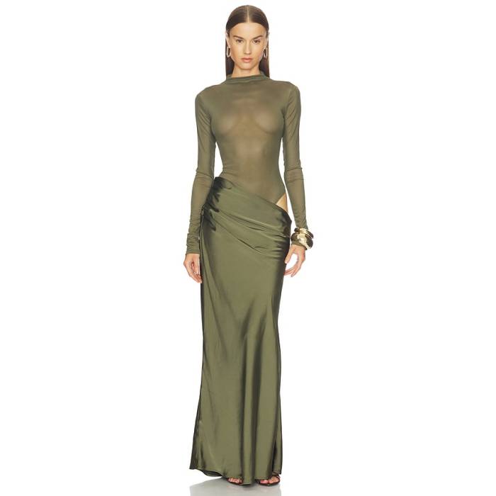 Camila Coelho 【 Elarina Maxi Dress Women Olive 】 お召しもの レディース olive オリーブ