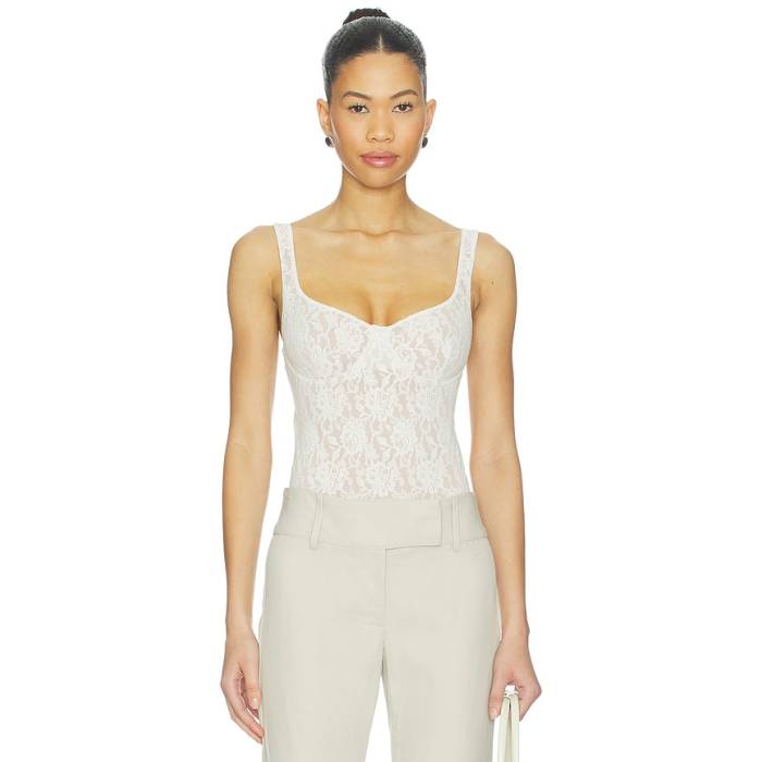 ハンキーパンキー Hanky Panky 【 Signature Lace Underwire Bodysuit Women Marshmallow 】 上半身背広 レディース