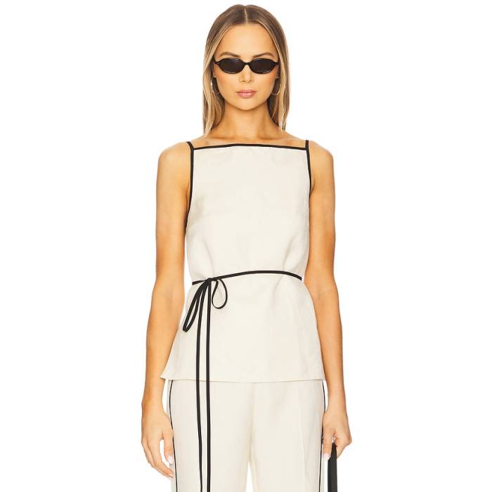 Shona Joy 【 Billie Contrast Tie Top Women Ecru 】 タイ レディース