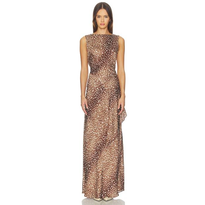 Srg 【 Miriam Silk Dress Women Fawn Print 】 御召しもの レディース