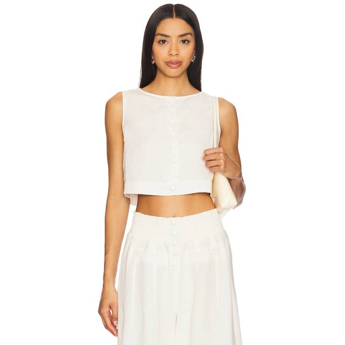Weworewhat 【 Boxy Linen Boatneck Top Women Off White 】 レディース 白いこと 白いこと レディースファッション-トップス