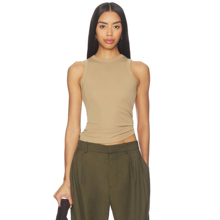Aya Muse 【 Jersey High Neck Tank Women Khaki 】 ティーシャツ ご機嫌 貯蔵タンクとっ始め レディース カーキ タンクトップ-レディースファッション-トップス