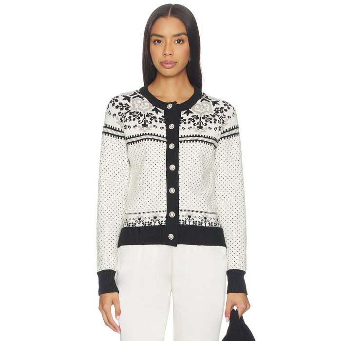 Generation Love 【 Sade Fairisle Cardigan Women Black, Ivory \u0026Amp; Grey 】 ジレー レディース 象牙色 薄墨色 薄墨色