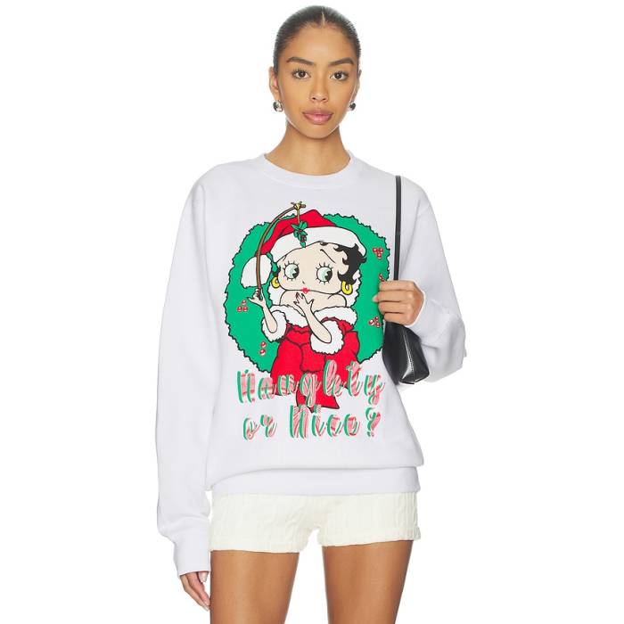 Philcos 【 Betty Boop Naughty Sweatshirt Unisex White 】 汗水 調教師 ユニ一発やる 白いこと 白いこと