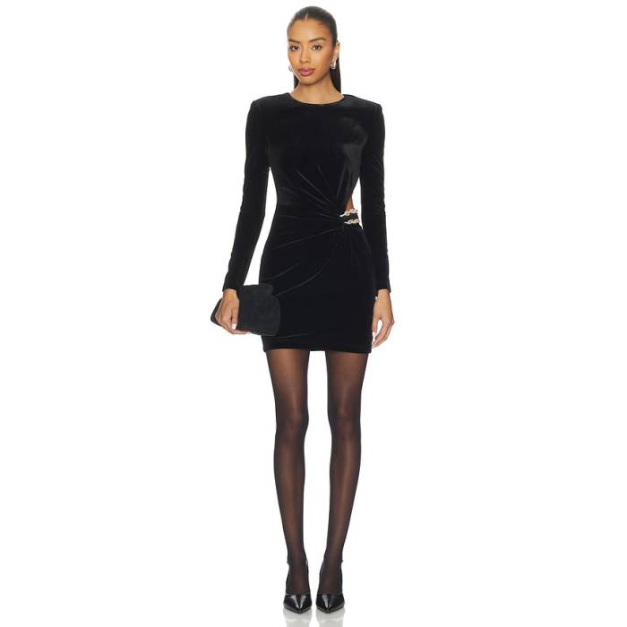 Self-Portrait 【 Velvet Embellished Mini Dress Women Black 】 お召しもの レディース 黒いこと 黒いこと