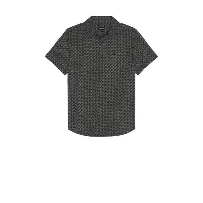 ブリクス英トン Brixton 【 Charter Print Short Sleeve Shirt Men Washed Black \u0026Amp; Paisley 】 Sleeve 捩り メンズ 黒いこと 黒いこと