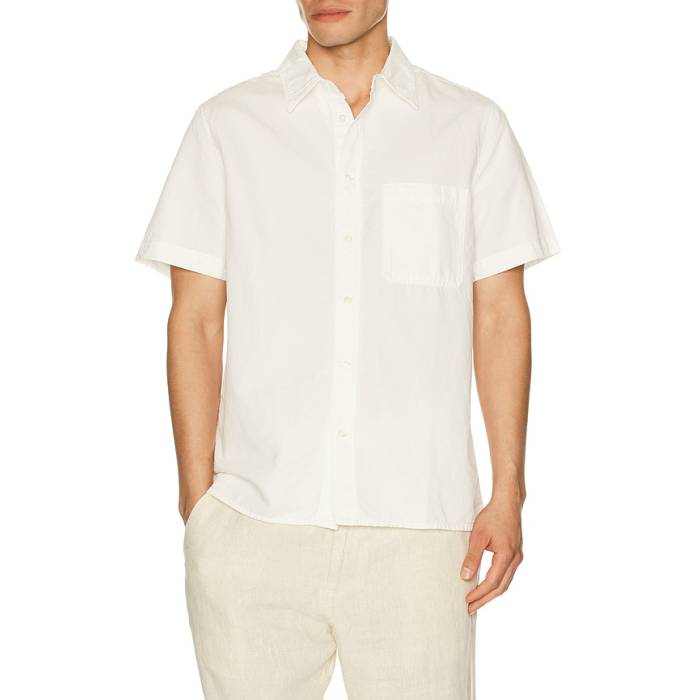 シチズンズオブヒューマニティ Citizens Of Humanity 【 Short Sleeve Pocket Cairo Shirt Men Soft White 】 Sleeve 捩り メンズ 白いこと 白いこと