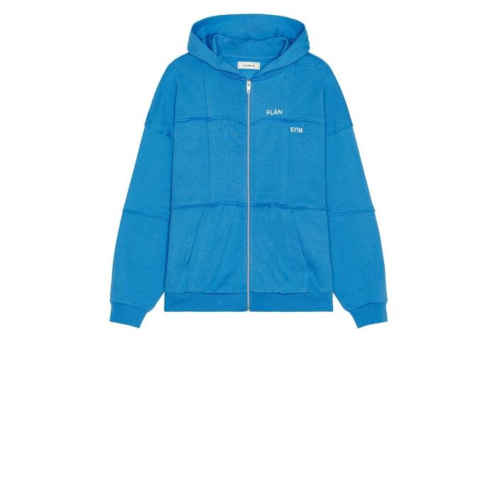 Flaneur 【 Cut \u0026 Sew Zip-Up Hoodie Men Cobalt Blue 】 フーディー パーカー メンズ 青み 青色