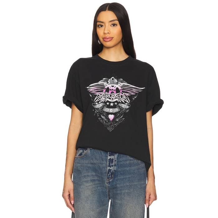 Philcos 【 Aerosmith Pink Chrome Boxy Tee Unisex Black Pigment 】 pink ピンク Tシャツ ユニセックス 黒色 ブラック｜スニケス