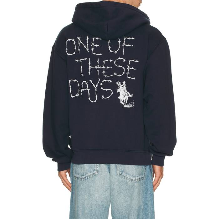 One Of These Days 【 Barbed Zip Up Hoodie Men Hard Washed Navy 】 フーディー パーカー メンズ 紺色 米国海軍