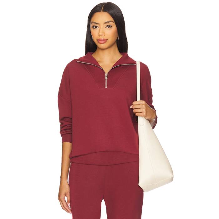 バーリー Varley 【 Hawley Half Zip Sweatshirt Women New Maroon 】 ハーフ スウェット トレーナー レディース マルーン｜スニケス