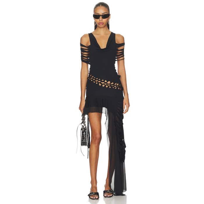 ジェイディッドロンドン Jaded London 【 Macrame Slashed Layered Dress Women Black 】 御召しもの レディース 黒いこと 黒いこと