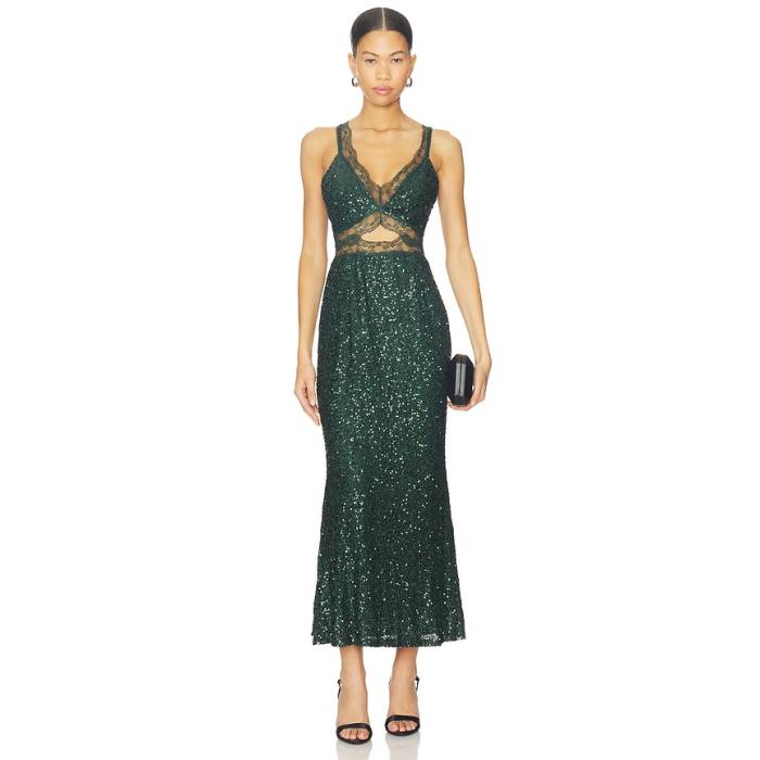 ネバーフリードレス Never Fully Dressed 【 Sequin Mimi Dress Women Green 】 お召しもの レディース green 緑・緑であること
