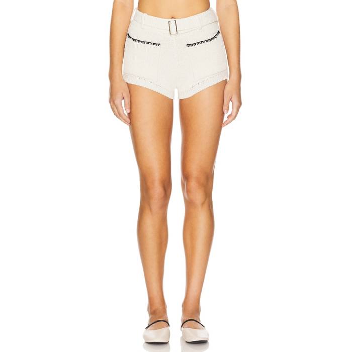 Asta Resort 【 X Revolve Cara Knitted Short Women Champagne Melange &Amp; Black 】 レディース 黒色 ブラック|スニケス