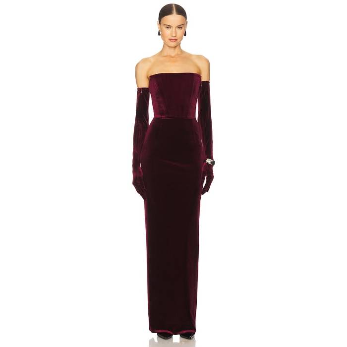 Bronx And Banco 【 Florentina Strapless Velvet Gown Women Burgundy 】 レディース ブドウ酒色・バーガンディー