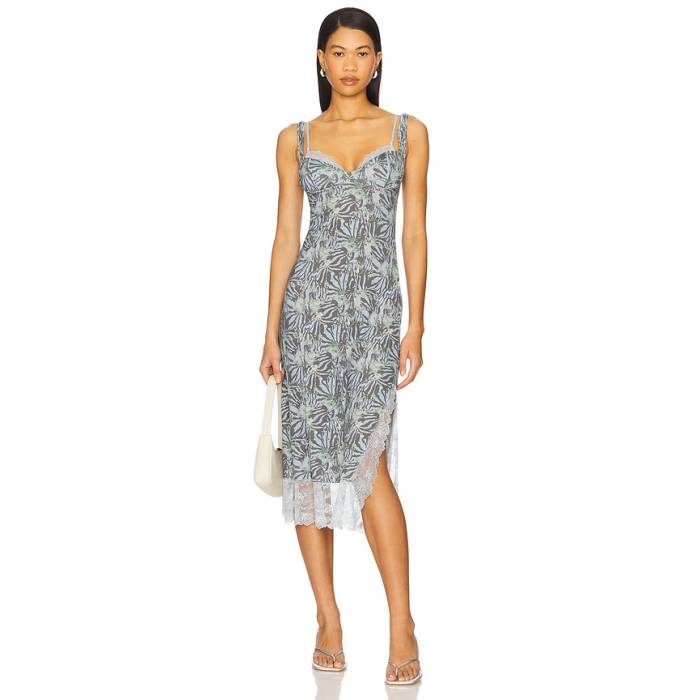 フリーピープル Free People 【 X Intimately Fp Party Crasher Midi Slip Dress In Seafoam Combo Women Seafoam Combo 】 お召しもの レディース