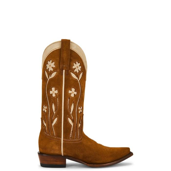The Great 【 The Cowboy Boot X Stetson Collab Women Tan Floral 】 ブーツ レディース
