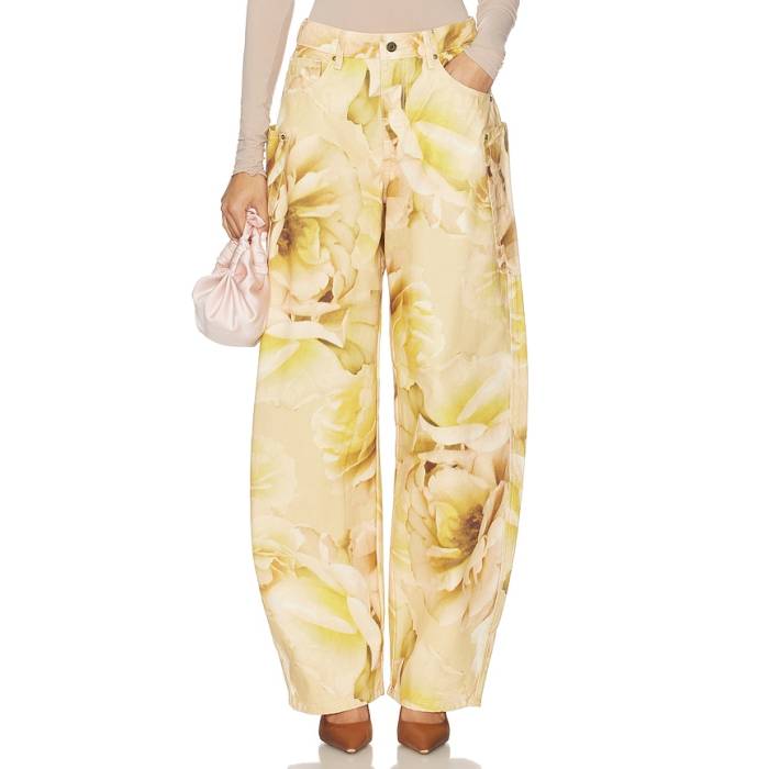 Afrm 【 The Hr Chippy Barrel Pant Women Gold Rose Print 】 パンツ レディース ゴールド Rose ローズ|スニケス
