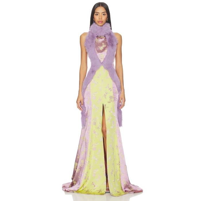 Kim Shui 【 Halter Dress Women Purple Floral 】 御召しもの レディース Purple 紫・パープル