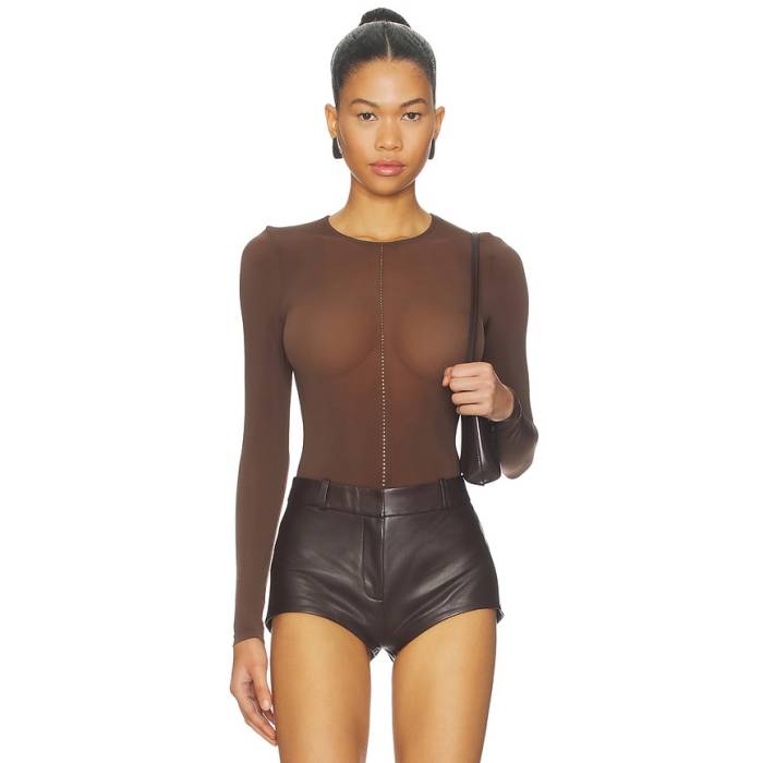 ウォルフォード Wolford 【 Crystal String Bodysuit Women Umber \u0026Amp; Jet Nut 】 上半身背広 レディース