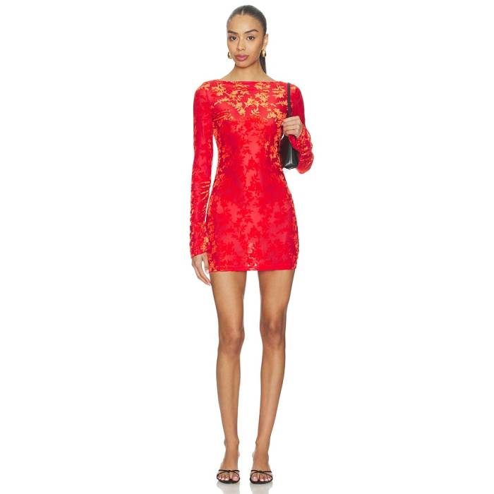 Sndys 【 Zena Mini Dress Women Red Burnout 】 お召しもの レディース Red 赤・赤いこと