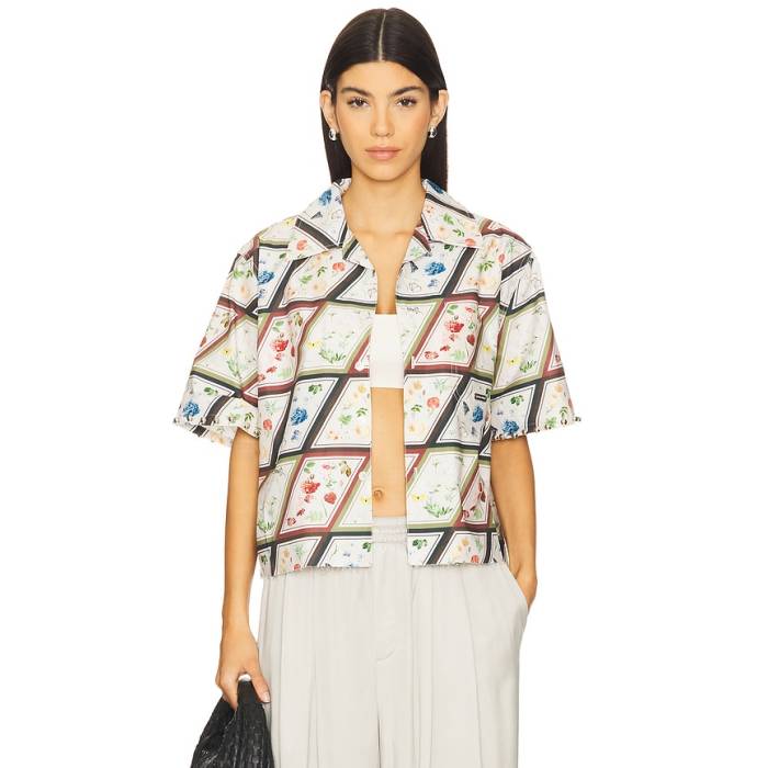 Private Policy 【 Cropped Camp Shirt Women Floral Print 】 レディース