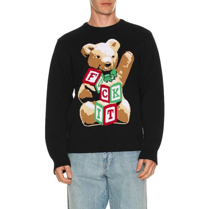 ハフ Huf 【 Gift Bear Intarsia Sweater Men Black 】 トレーナー メンズ 黒色 ブラック｜スニケス
