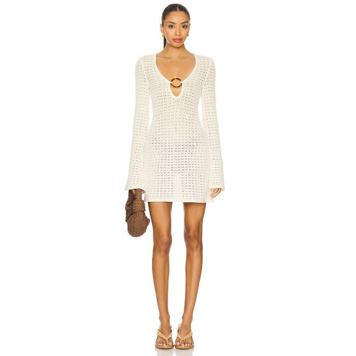Stone Cold Fox 【 X Revolve Bobby Pointelle Mini Dress Women Ivory 】 御召しもの レディース 象牙色