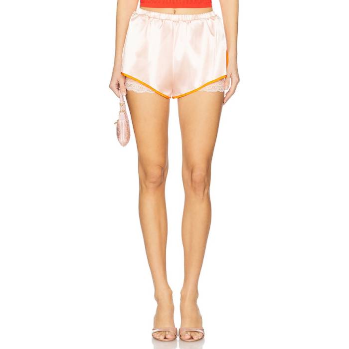 Vaillant 【 Satin Boxer Mini Short Women Peach 】 繻子 レディース