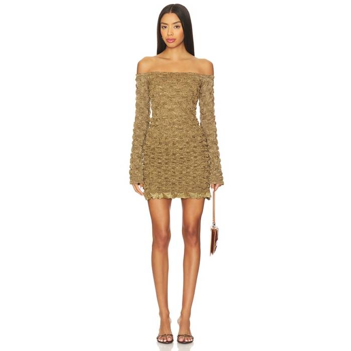 プラバルグルン Prabal Gurung 【 Off-Shoulder Long Sleeve Mini Dress Women Toast 】 Sleeve 衣袂 御召しもの レディース