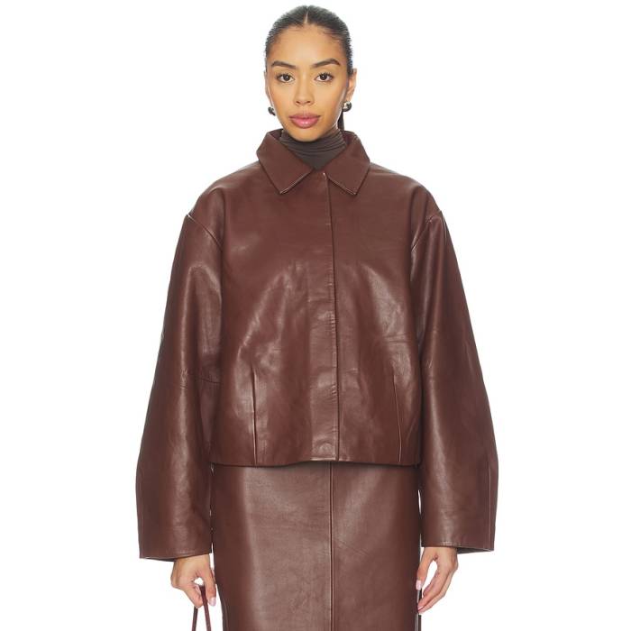 St. Agni 【 Leather Cocoon Jacket Women Rum 】 なめし革 Jacket 上衣 レディース