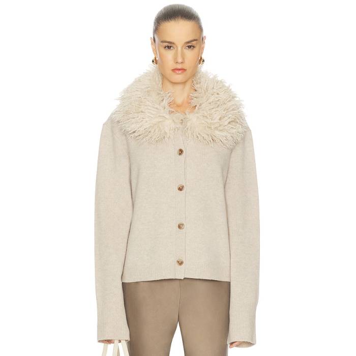 L\u0027academie 【 By Marianna Allegria Faux Fur Cardigan Women Beige Heather 】 ジレー レディース ベージュ heather ギョリュウモドキ