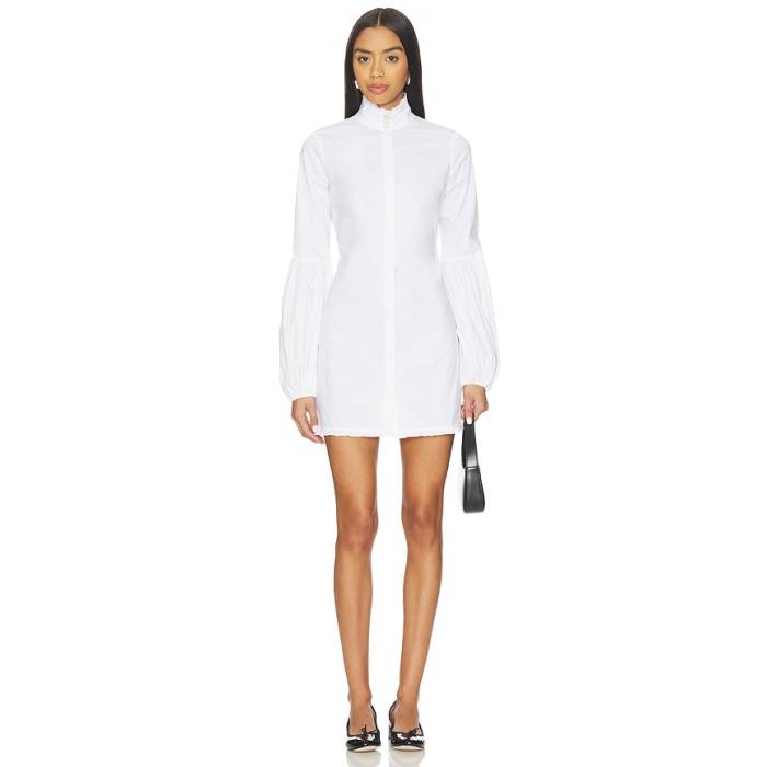 Caroline Constas 【 Jacqueline High Neck Ruffle Mini Shirt Dress Women White 】 ハイ ドレス レディース 白色 ホワイト|スニケス